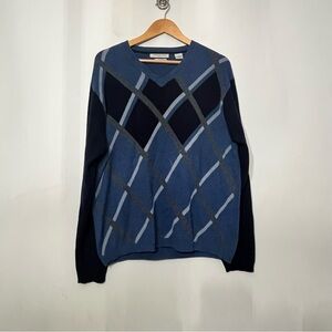 Impermeable 100% Cashmere Sweater Argyle Grandpa‎ Preppy Academia Men’s L